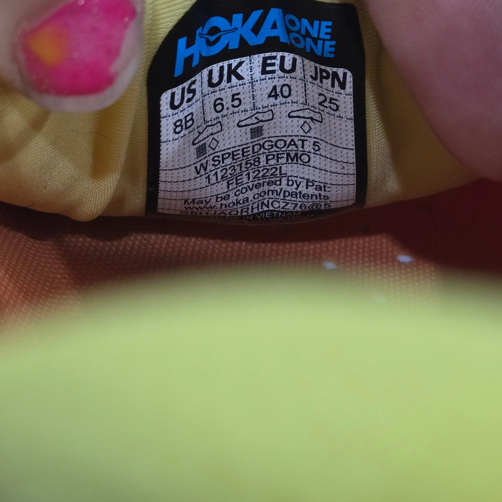 HOKA Speedgoat 5 Womens 8B Peach Parfait Orange Trail Running Shoes Vibram - Picture 11 of 11